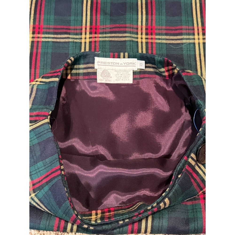 Preston & York Vintage Wool Plaid Wrap Skirt Fringe Classic Tartan Midi 10 - Picture 8 of 8